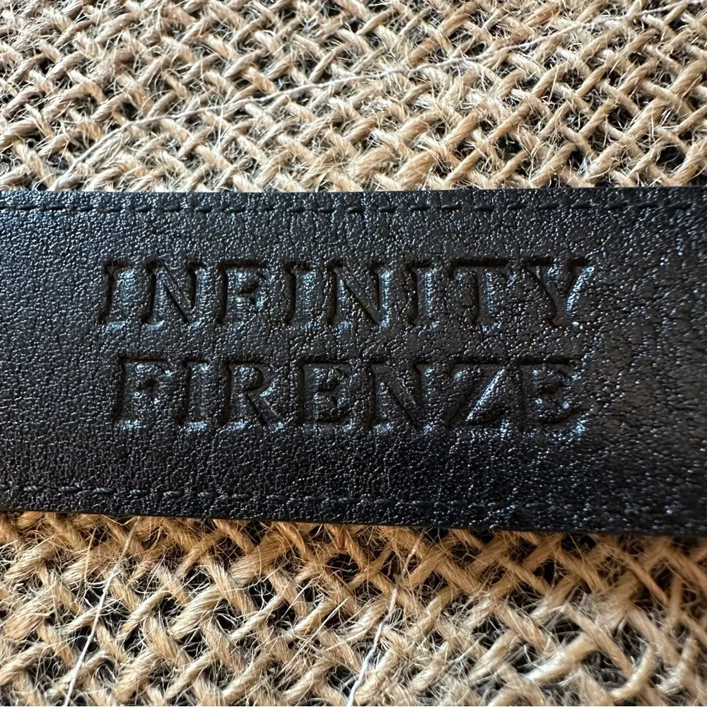 Italian Brushed Leather Belt Dark Brown Black Gun Metal Gray‎ Hardware Like New